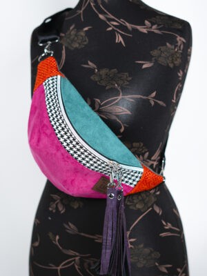 Fuksjowa nerka damska saszetka w pepitkę ENERGIA ŻYCIA