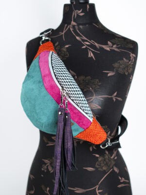 Turkusowa nerka damska saszetka z zamszu ENERGIA ŻYCIA