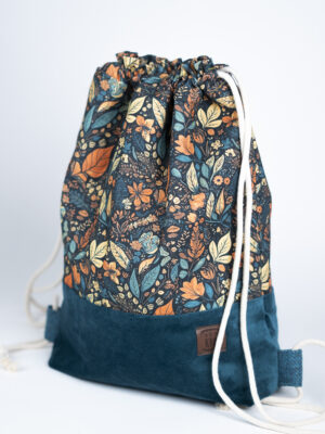 Turkusowy workoplecak damski w liście JESIENNY LIŚĆ