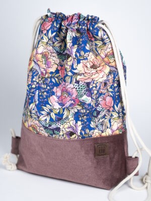 Brudny róż plecak damski w kwiaty LETNIE TCHNIENIE