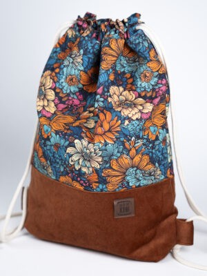 Damski plecak w kwiaty turkusowy plecak RAJSKI OGRÓD