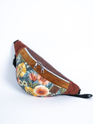 Pomarańczowa nerka damska w kolorowe kwiaty PEACE AND LOVE