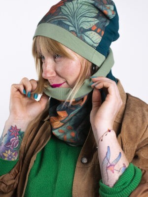 Zielony pastelowy komplet damski czapka komin 2w1 ZIELONA OAZA