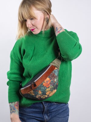 Zielona nerka damska w kwiaty vintage KWIATOWA NOSTALGIA