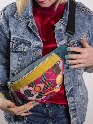 Kolorowa nerka damska saszetka z korka MAGICZNE SPOJRZENIE