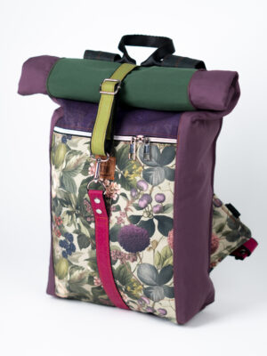 Damski plecak w kwiaty do pracy nieprzemakalny softshell TAJEMNICZY OGRÓD