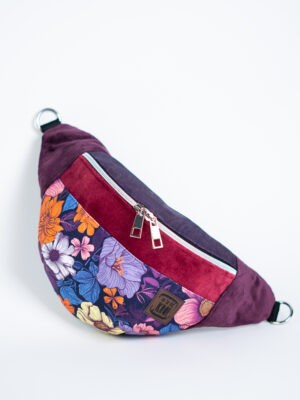 Magenta nerka damska na wiosnę w kwiaty PURPUROWA FUZJA