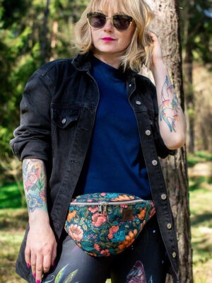 Damska nerka w kwiaty turkusowa WIOSENNE PRZEBUDZENIE