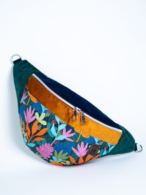 Kolorowa nerka damska w kwiaty torebka na wiosnę TAŃCZĄCE LIŚCIE NA WIETRZE