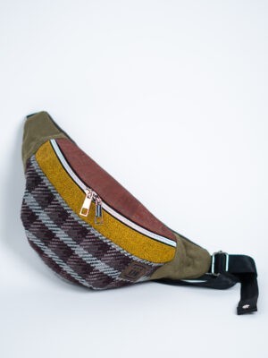 Męska nerka w kratę kolorowa saszetka unisex ODCIENIE ZIEMI