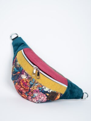 Kolorowa nerka damska saszetka na lato w kwiaty RÓŻANA AURA