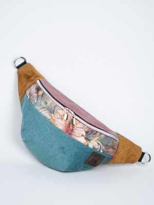 Pastelowa nerka damska turkus kwiaty PASTELOWY KWIAT