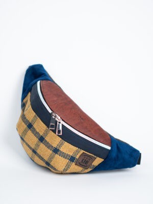 Musztardowa męska nerka w kratę ODCIENIE ZIEMI