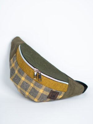 Khaki nerka męska saszetka w kratę ODCIENIE ZIEMI