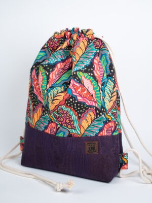 Kolorowy workoplecak damski w kolorowe kwiaty HARMONIA BARW