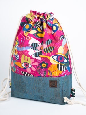 Magenta workoplecak oryginalny wzór kolorowy plecak damski MAGICZNE SPOJRZENIE