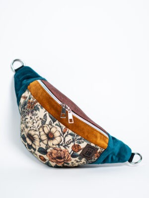 Brązowa nerka damska w kwiaty vintage BOTANICZNA POETYKA