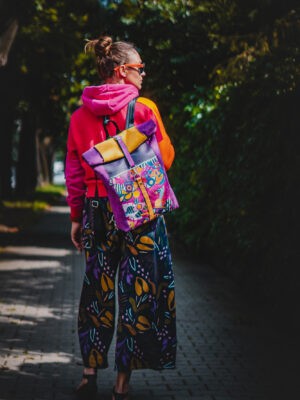 Fioletowy plecak damski miejski plecak do pracy MAGICZNE SPOJRZENIE