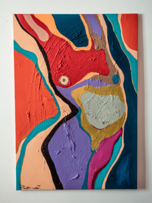 Obraz akrylowy 70x100 cm – AUTORKI PORTERT NAGI, nowoczesna sztuka do wnętrza, akt