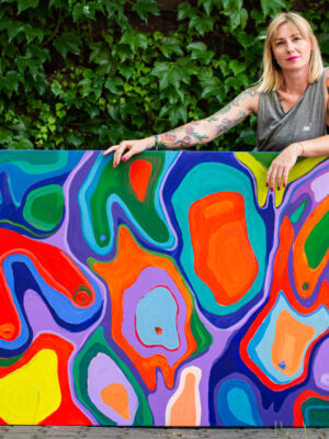 Akryl na płótnie 100x180 cm – TAŃCZĄCE NA WIETRZE, nowoczesna sztuka do salonu