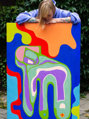 ZANURZONA W CISZY – duży obraz abstrakcyjny, malarstwo współczesne, akryl na płótnie 80×120