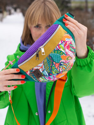 Kolorowa nerka damska w kwiaty oryginalna saszetka NEONOWA DŻUNGLA